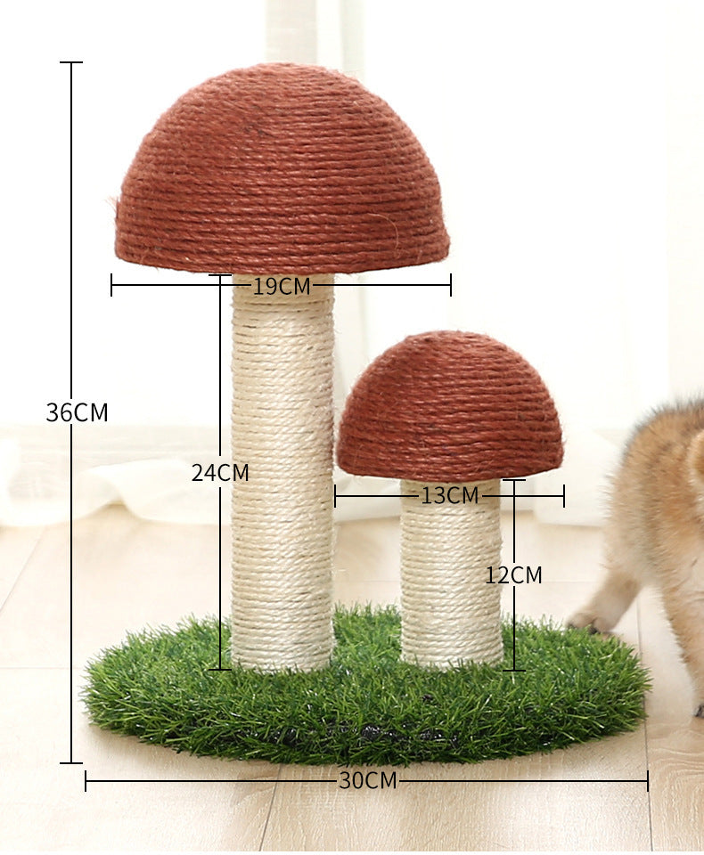 Natural linen mushroom scratching post