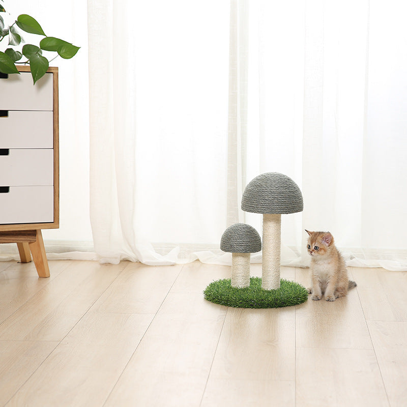 Natural linen mushroom scratching post