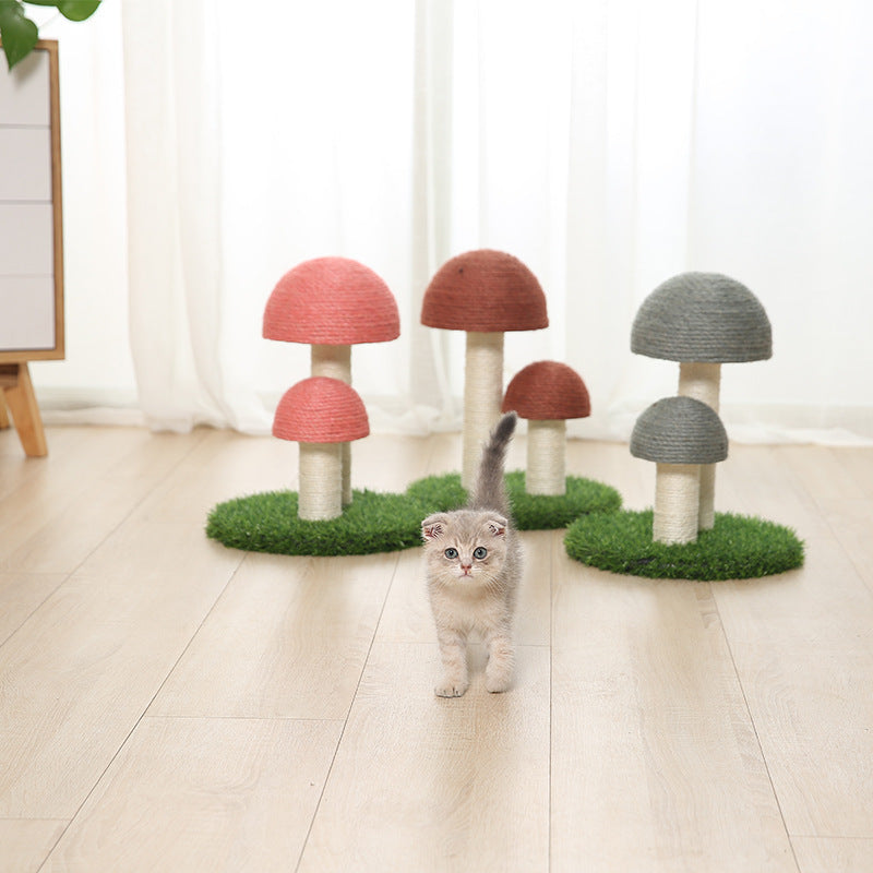 Natural linen mushroom scratching post