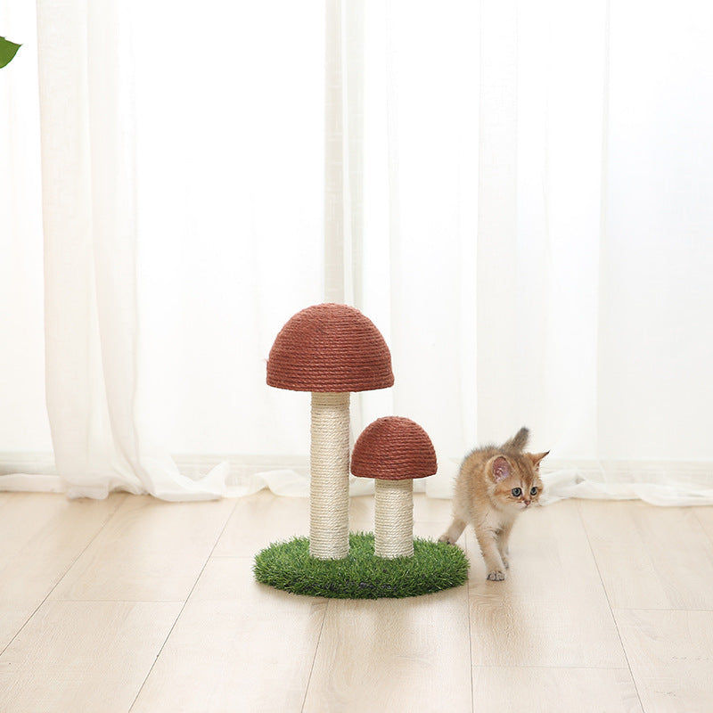 Natural linen mushroom scratching post