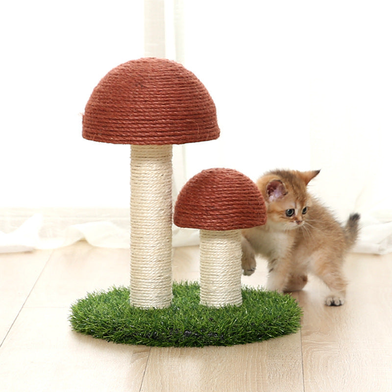 Natural linen mushroom scratching post