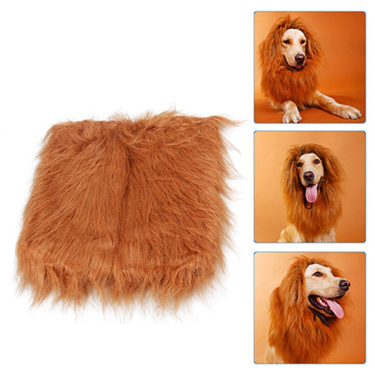 Cute Pet Cosplay Clothes Transfiguration Costume, Lion Mane, Winter Warm Wig