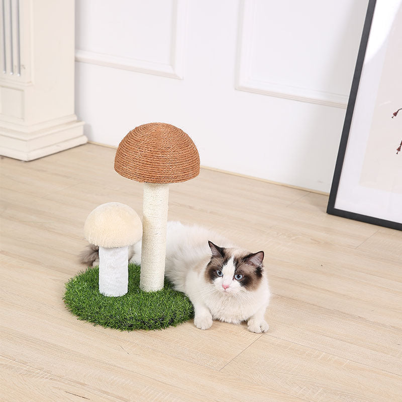 Natural linen mushroom scratching post