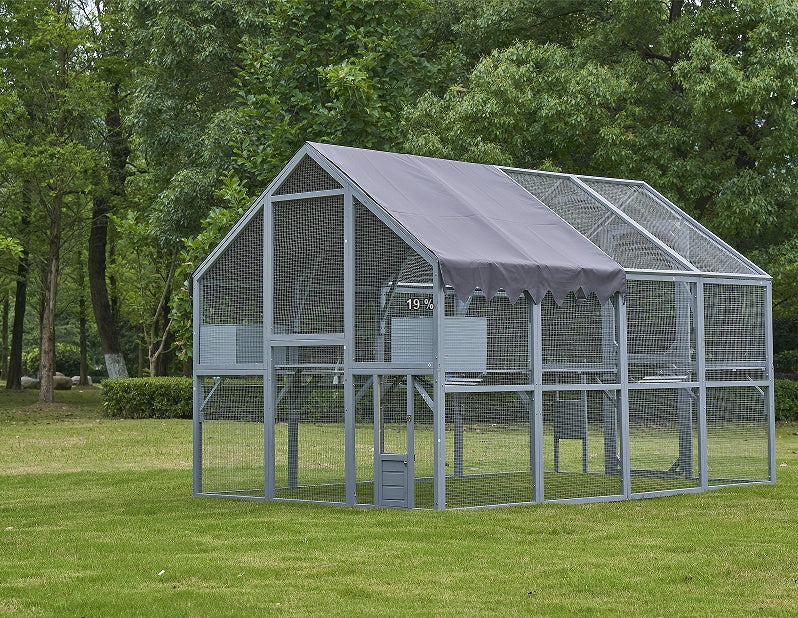 Outdoor pet House, Fence, Upgraded Waterproof Cover - Gray