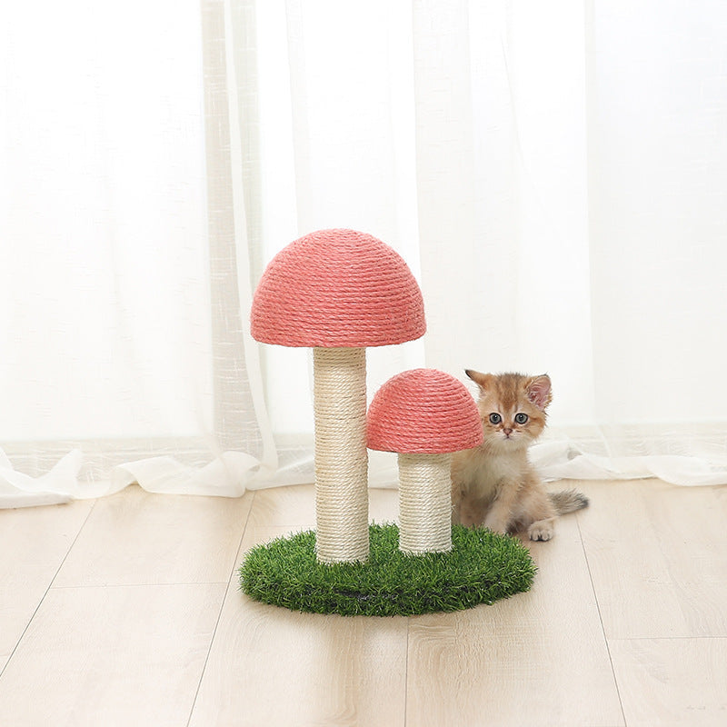 Natural linen mushroom scratching post