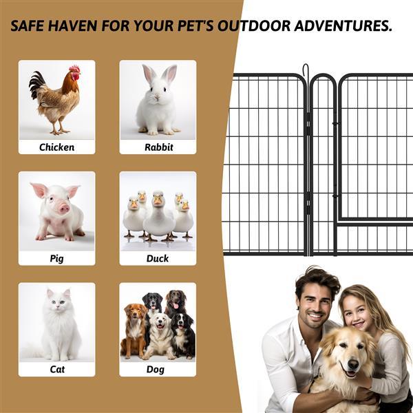 16 Pieces Of Heavy-duty Metal Pet Sports Fence