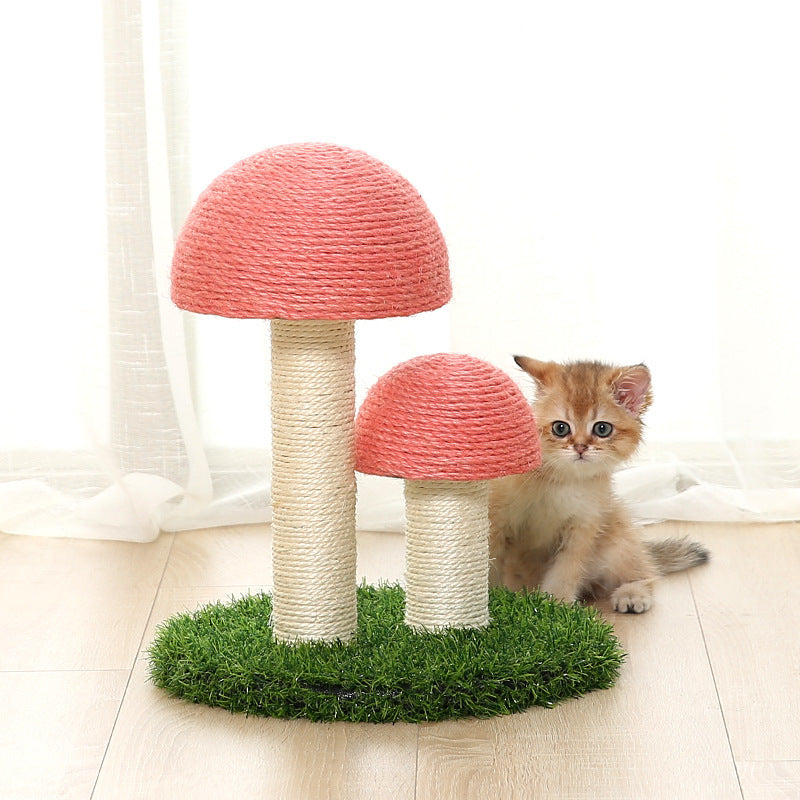 Natural linen mushroom scratching post