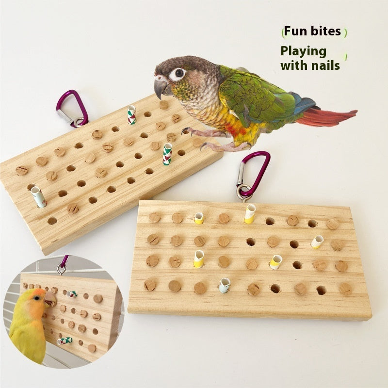 Parrot Toys Training Decompression Hanging Solid Wood Keyboard Toy