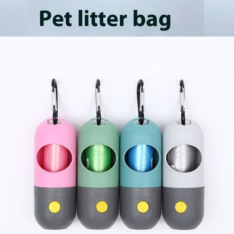 LED Light Pet Waste Bag Dispenser for Dogs & Cats - Dog Poop Bag Holder with Scooper, Waste Bags, and Pet Clean-Up Accessories