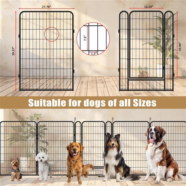 16 Pieces Of Heavy-duty Metal Pet Sports Fence