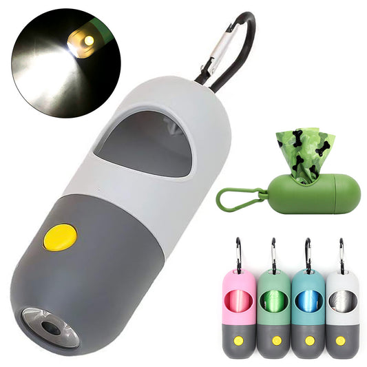 LED Light Pet Waste Bag Dispenser for Dogs & Cats - Dog Poop Bag Holder with Scooper, Waste Bags, and Pet Clean-Up Accessories